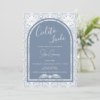 Cielito Lindo Mexican Blue Folk Art Invitation Julkort