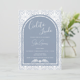 Cielito Lindo Mexican Folk Art Blue Invitation Julkort