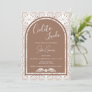 Cielito Lindo Mexican Folk Art Clay Brown Invite Julkort