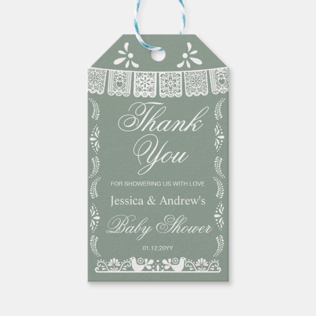 Cielito Lindo Mexican Gender Neutral Baby Shower Presentetikett (Framsidan)