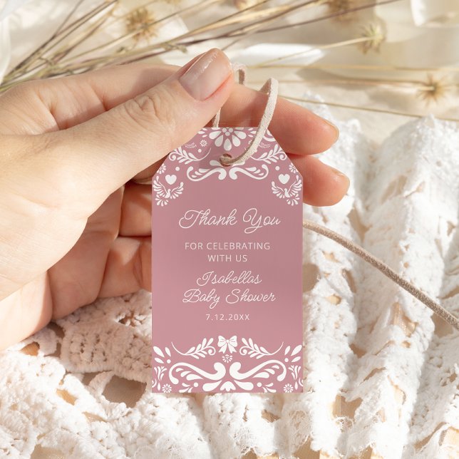 Cielito Lindo Mexican Girl Baby Shower Tack Presentetikett (Skapare uppladdad)