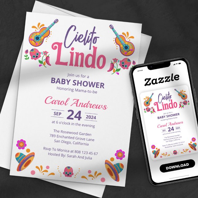Cielito Lindo Mexican Guitar Talavera Baby Shower Inbjudningar (Skapare uppladdad)