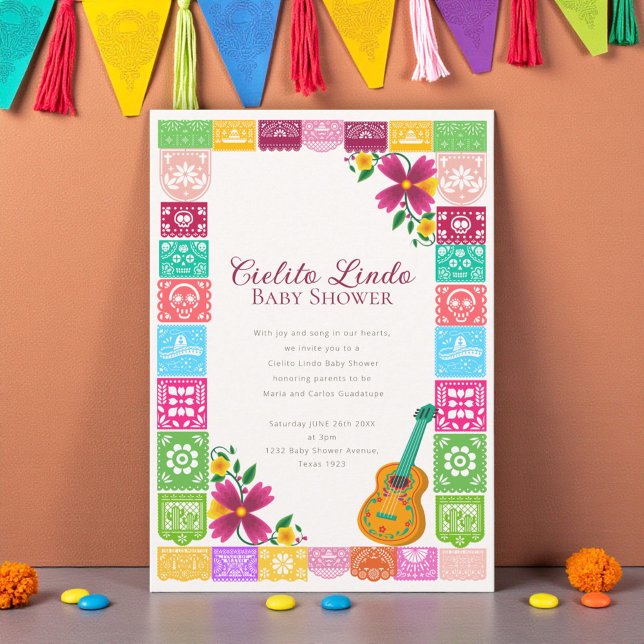 Cielito Lindo Mexican Papel Picado Folk Art Fiesta Inbjudningar (Skapare uppladdad)