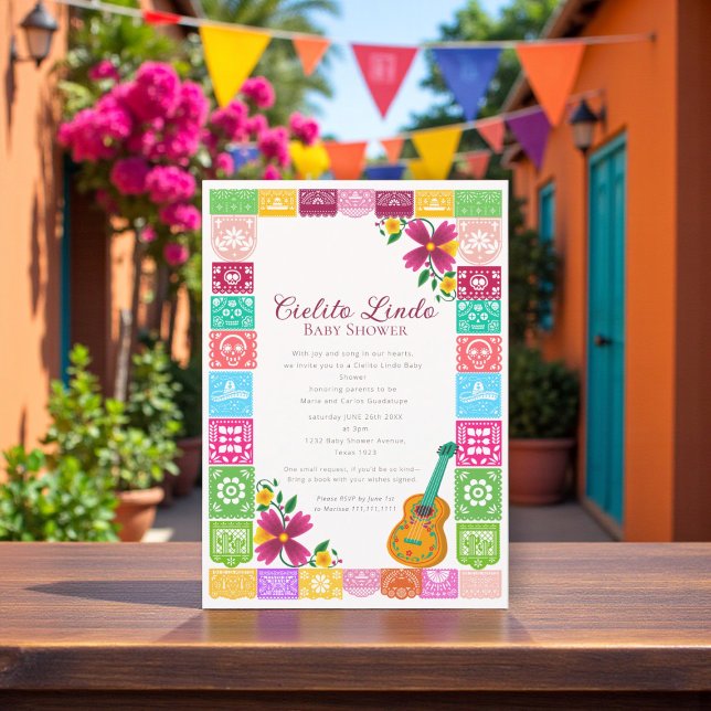 Cielito Lindo Mexican Papel Picado Folk Art Fiesta Inbjudningar (Skapare uppladdad)