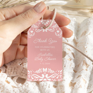 Cielito Lindo Mexican Rosa Baby Shower Tack Presentetikett