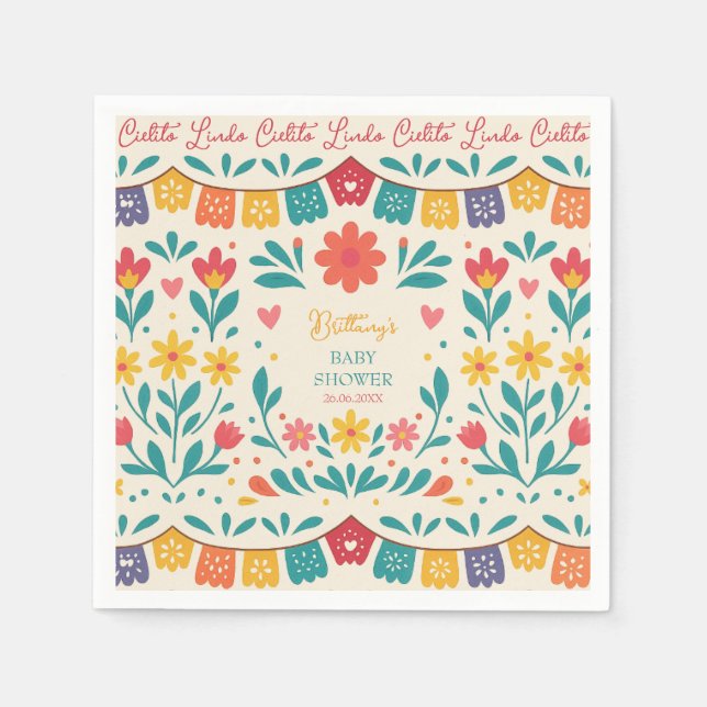 Cielito Lindo Mexikansk Baby Shower Fiesta Pappersservett (Framsidan)