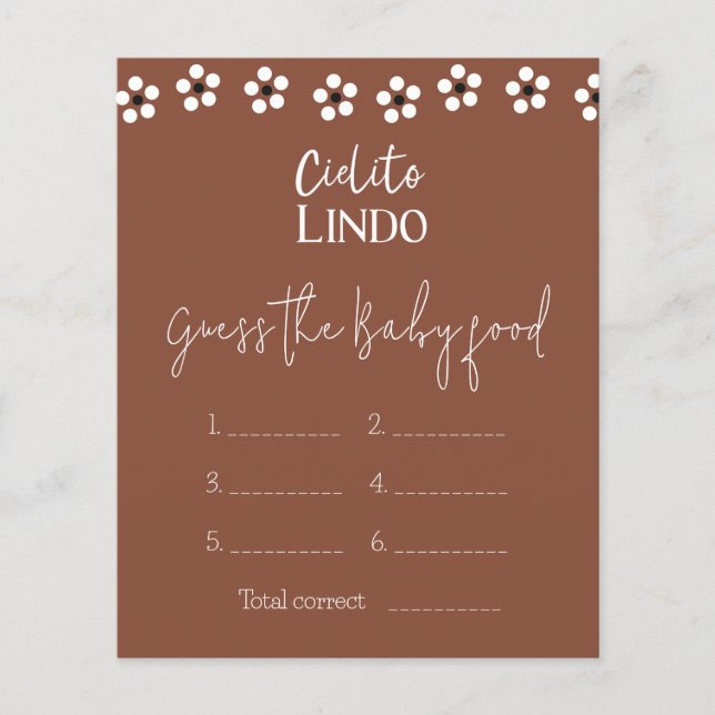 Cielito Lindo Mexikansk Baby Shower Gissa Mat Spel (Framsida)