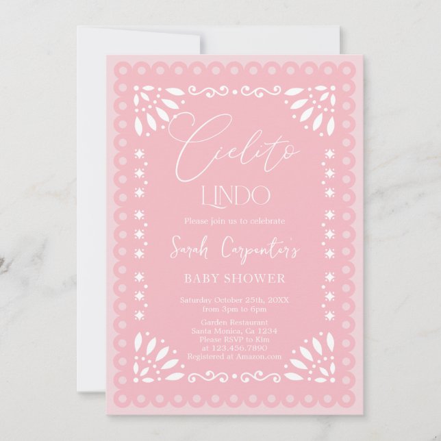 Cielito Lindo Papel Piado Baby Shower Girl Inbjudningar (Framsida)