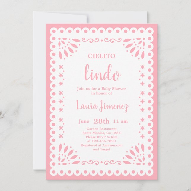 Cielito Lindo Papel Picado Baby Shower Girl Inbjudningar (Framsida)