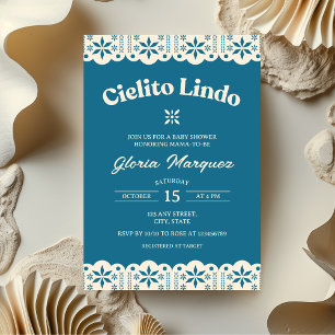Cielito Lindo Papel Picado Blue Boy Shower Inbjudningar