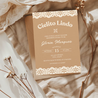 Cielito Lindo Papel Picado Neutralt Baby Shower Inbjudningar