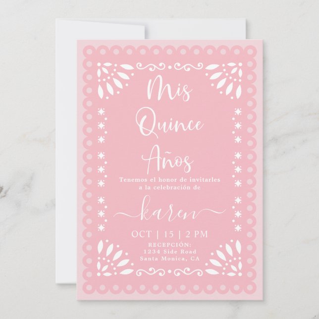 Cielito Lindo Papel Picado Quinceanera Inbjudningar (Framsida)