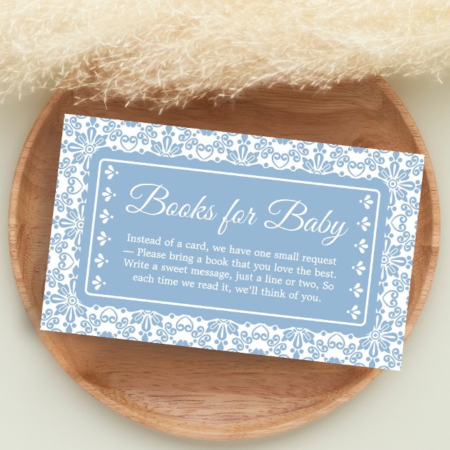 Cielito Lindo Papel Picado Shower Books for Baby Tilläggskort (Blue Cielito Lindo Papel Picado Baby Shower Books for Baby)