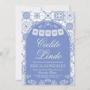 Cielito Lindo Papper Pyntat Pojke Babyfirande Blå Inbjudningar