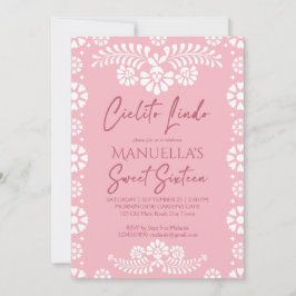 Cielito lindo pink Mexican sweet 16 birthday party Inbjudningar