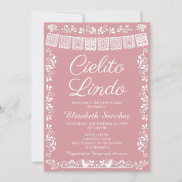 Cielito Lindo Rosa Baby Shower med Papel Picado Inbjudningar