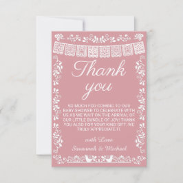 Cielito Lindo Rosa Baby Shower med Papel Picado Tack Kort