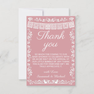 Cielito Lindo Rosa Baby Shower med Papel Picado Tack Kort