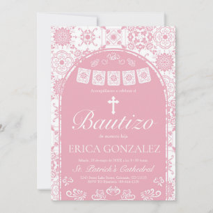 Cielito Lindo Rosa Bautizo Talavera Inbjudningar