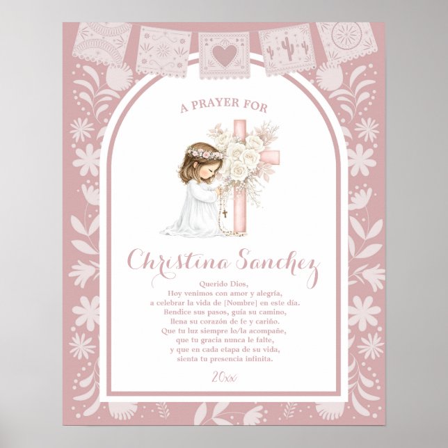 Cielito Lindo Rosa flicka firar första kommunionen Poster (Framsidan)