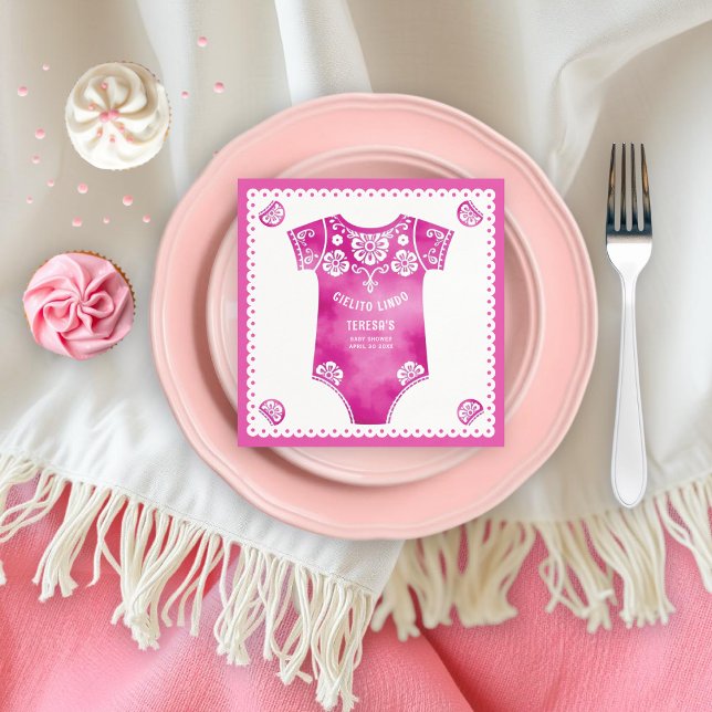 Cielito Lindo rosa-kroppsdräktighetsknappen Pappersservett (Skapare uppladdad)
