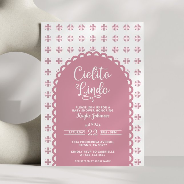 Cielito Lindo Rosa Valvbåge Talavera Baby Shower Inbjudningar (Skapare uppladdad)
