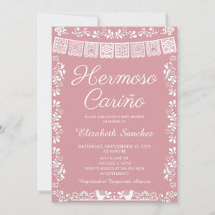 Cielito Lindo Rosabränd Hermoso Cariño Baby Shower Inbjudningar
