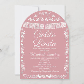 Cielito Lindo Rosabruten Papel Picado Baby Shower- Inbjudningar