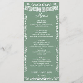 Cielito Lindo Sage Green Papel Picado Baby Shower Meny
