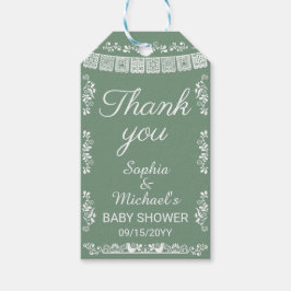 Cielito Lindo Sage Green Papel Picado Baby Shower Presentetikett