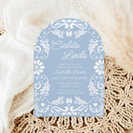 Cielito Lindo Talavera Blue Mexican Baby Shower Inbjudningar