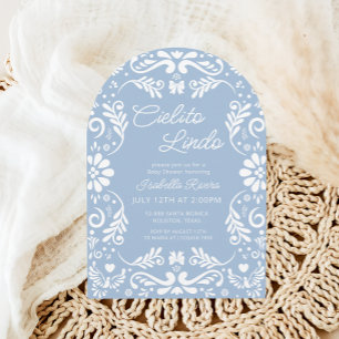 Cielito Lindo Talavera Blue Mexican Baby Shower Inbjudningar