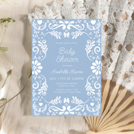 Cielito Lindo Talavera Mexican Blue Baby Shower Inbjudningar
