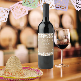 Cielito Lindo Talavera Mexican Fiesta Baby Shower Vinflaska Etikett