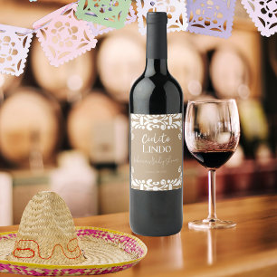 Cielito Lindo Talavera Mexican Fiesta Baby Shower Vinflaska Etikett