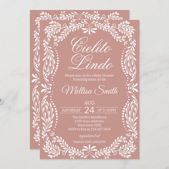 Cielito Lindo Talavera Mexican Pink Baby Shower Inbjudningar (Fram/baksida)