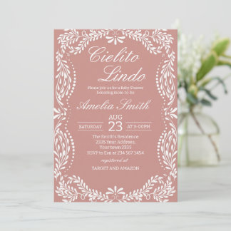 Cielito Lindo Talavera Mexikansk Rosa Baby Shower Inbjudningar