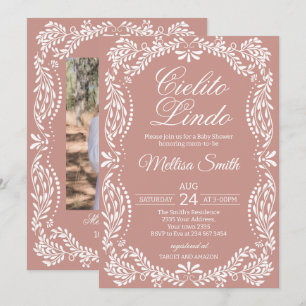 Cielito Lindo Talavera Mexikansk Rosa Bebis Shower Inbjudningar
