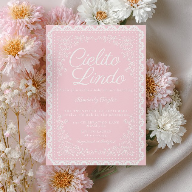 Cielito Lindo Talavera Mexikansk Rosa Bebisens För Inbjudningar (Skapare uppladdad)