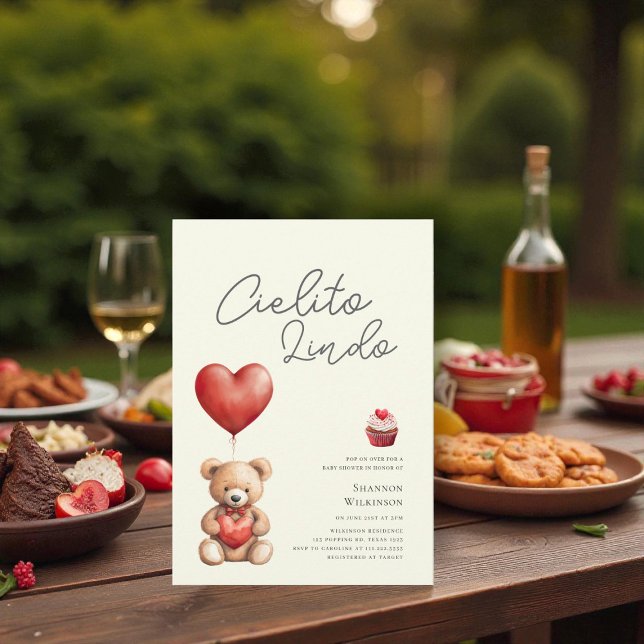 Cielito Lindo teddy heart baby shower Inbjudningar (Skapare uppladdad)
