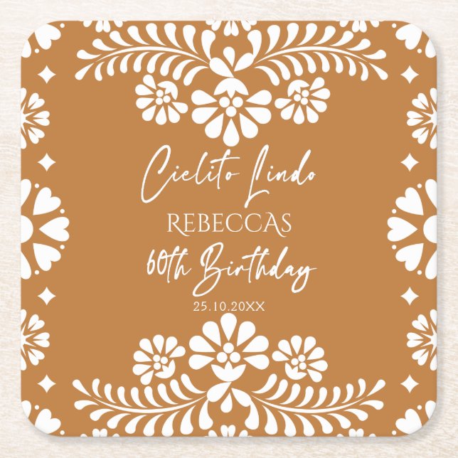Cielito lindo terracotta Mexican 60-årsdagen Underlägg Papper Kvadrat (Framsidan)