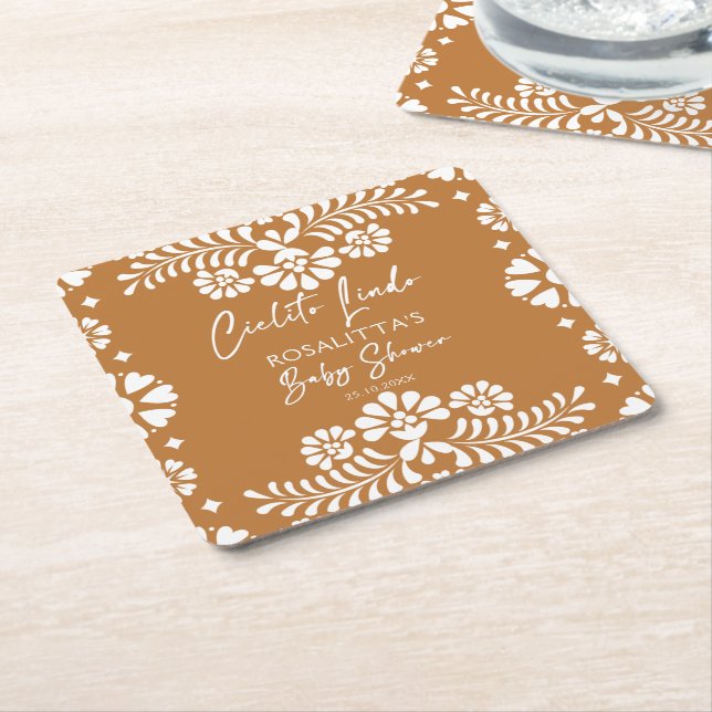 Cielito lindo Terracotta Mexikanska babyduschförmå Underlägg Papper Kvadrat (Vinklad)