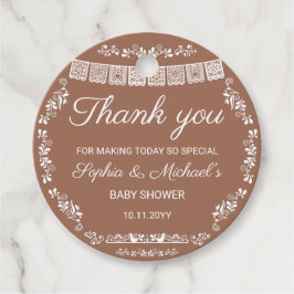 Cielito Lindo Terracotta Papel Picado Baby Shower Gåvor Etiketter