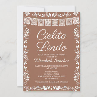 Cielito Lindo Terracotta Papel Picado Baby Shower Inbjudningar