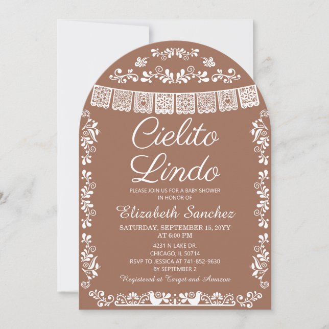 Cielito Lindo Terracotta Papel Picado Baby Shower Inbjudningar (Framsida)