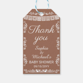 Cielito Lindo Terracotta Papel Picado Baby Shower Presentetikett