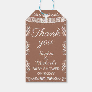 Cielito Lindo Terracotta Papel Picado Baby Shower Presentetikett
