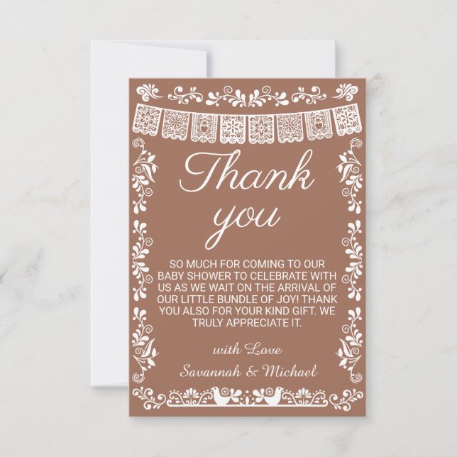 Cielito Lindo Terracotta Papel Picado Baby Shower Tack Kort (Framsida)