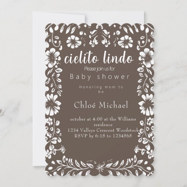 cielto lindo Papel picado babydusch Inbjudningar (Framsida)