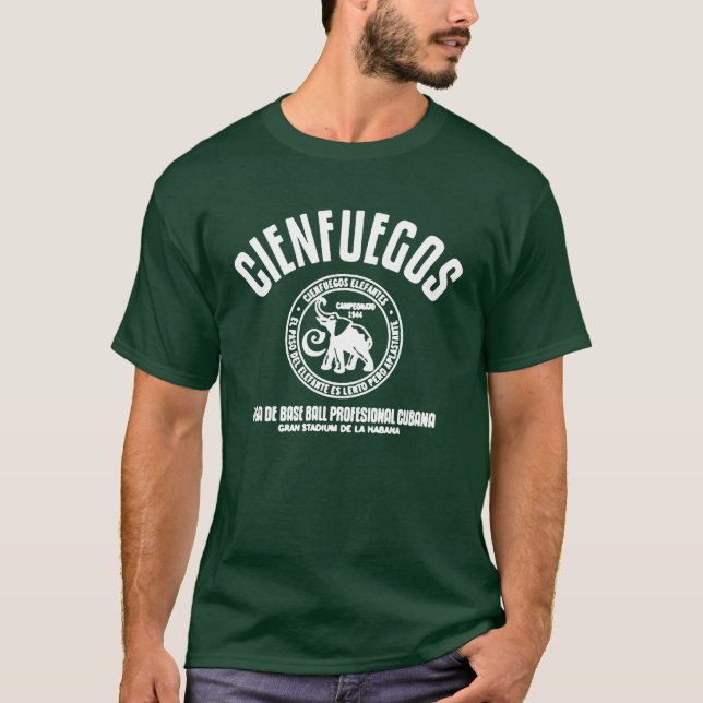 Cienfuego Elefantes i vitt brev T Shirt (Framsida)